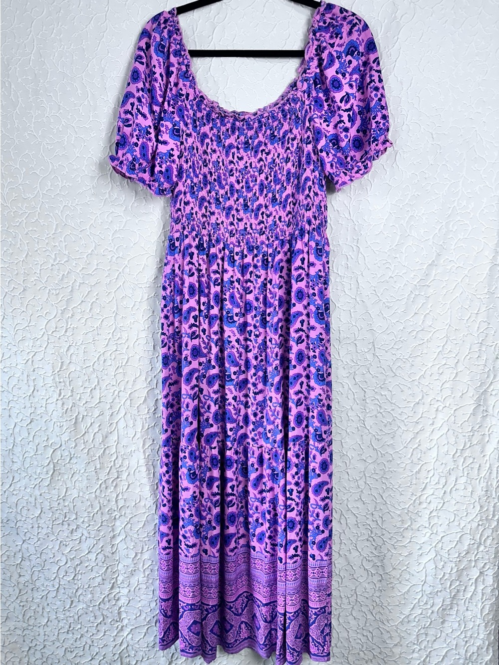 Off-Shoulder Purple Floral Maxi Dress Zesica Women's Floral Maxi Dress Size L - Picture 3 of 9